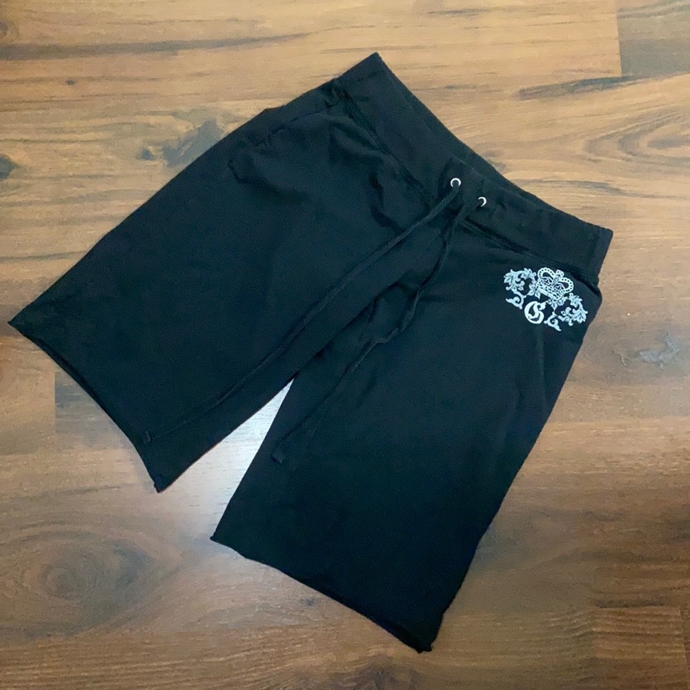 Y2K Guess Jeans Black Cotton Bermuda Shorts Beach Surf Summer SZ M